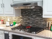 Here is a better view of the new cooking center.  We modified the lower cabinet on site for the oven and ran new gas line and electric for the new gas cook top.